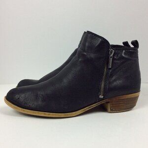 Lucky Brand Western Boho Coastal Cowgirl Black Leather Basel Bootie Size 7.5